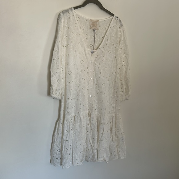 NWT JOHNNY WAS Maurice Eyelet Flounce Dress - Picture 5 of 9